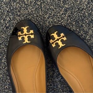 Tory Burch Dark Blue Flats with Gold Emblem